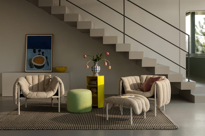 Puffy loungefauteuil, Sawdust-black grey Hem