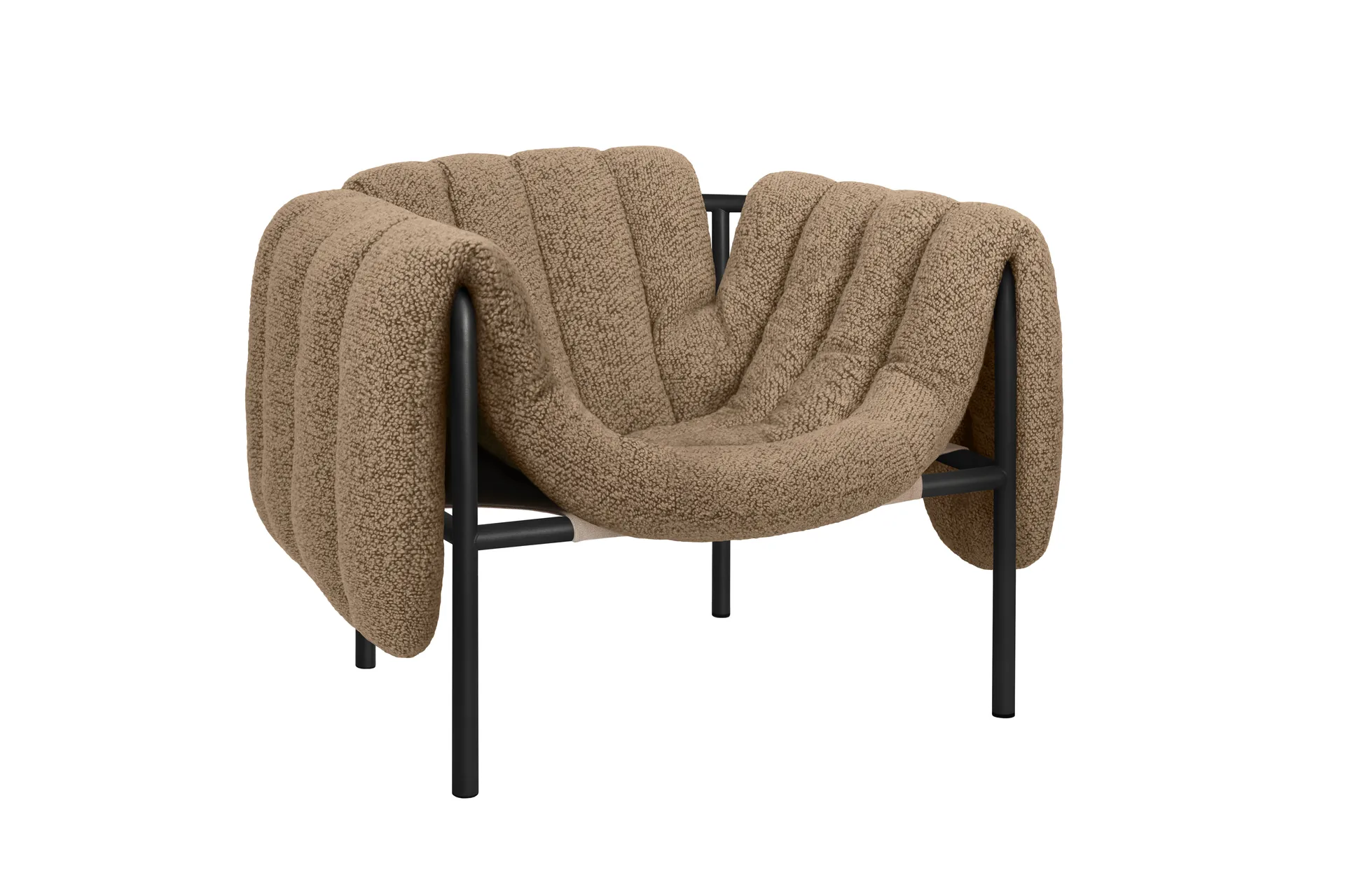 Puffy loungefauteuil, Sawdust-black grey Hem