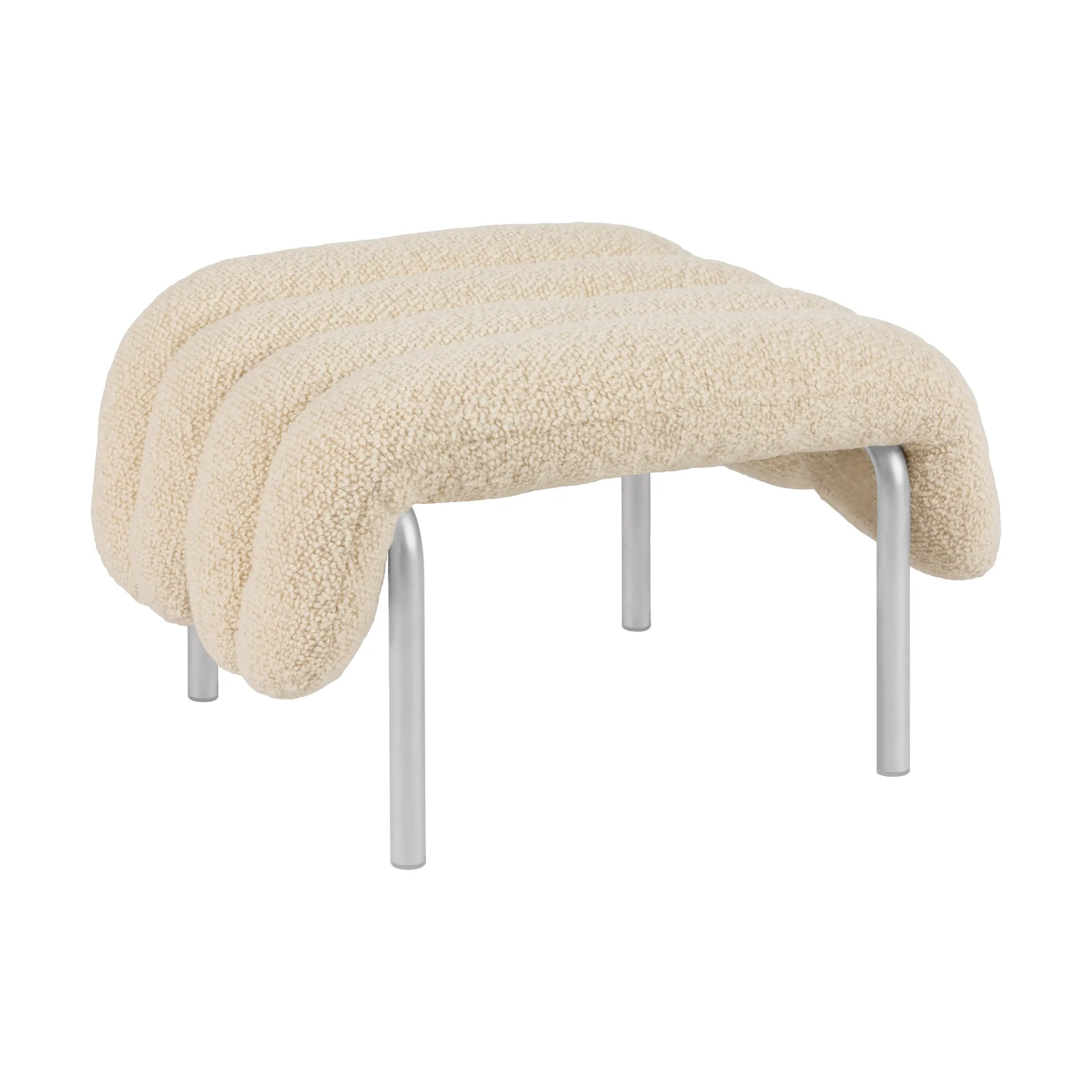 Puffy ottoman 58x67 cm, Eggshell-roestvrij staal Hem