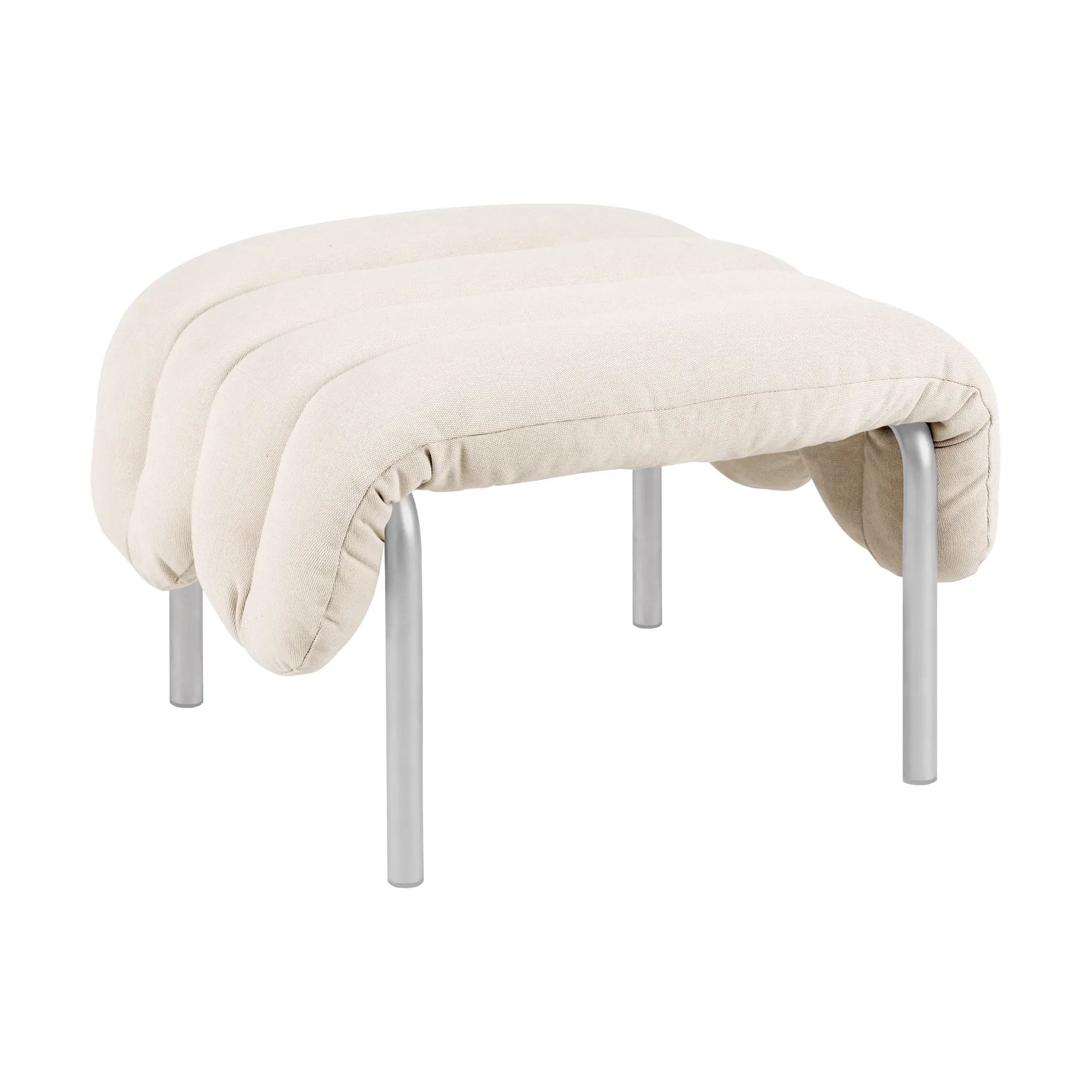 Puffy ottoman 58x67 cm, Natural-roestvrij staal Hem