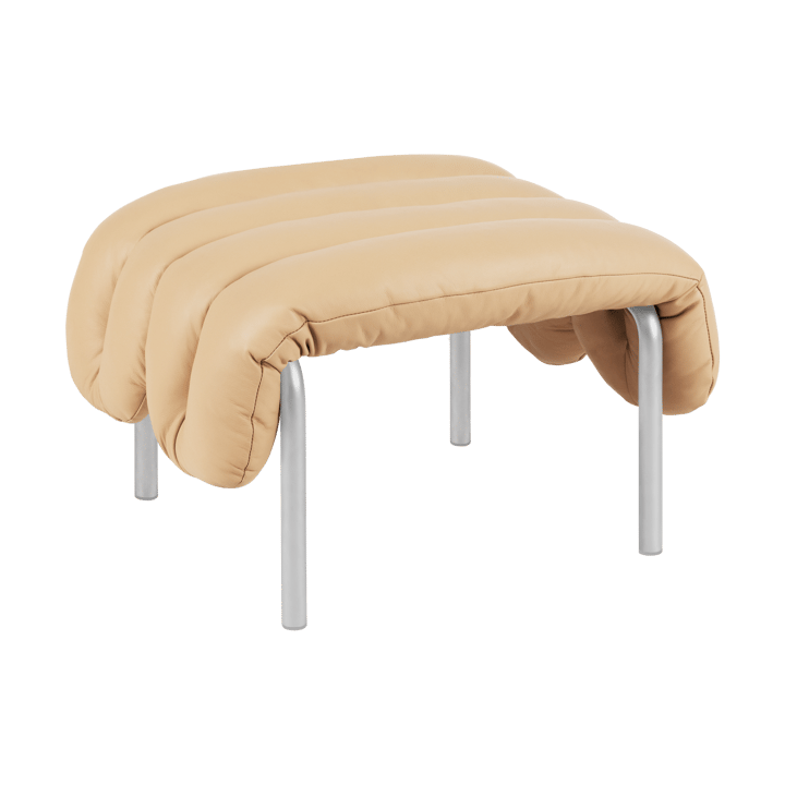 Puffy ottoman 58x67 cm - Sand leather-roestvrij staal - Hem