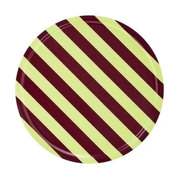 Stripe dienblad Large Ø65 cm - Butter-burgundy - Hem