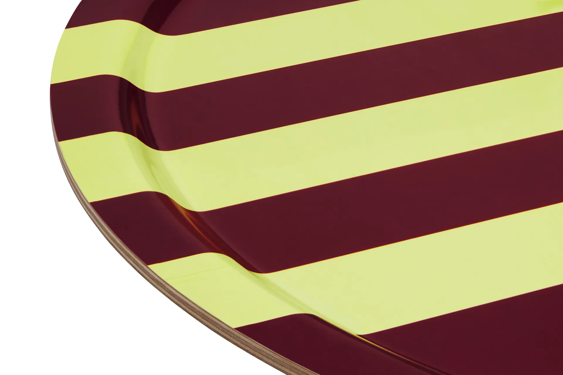 Stripe dienblad Large Ø65 cm, Butter-burgundy Hem