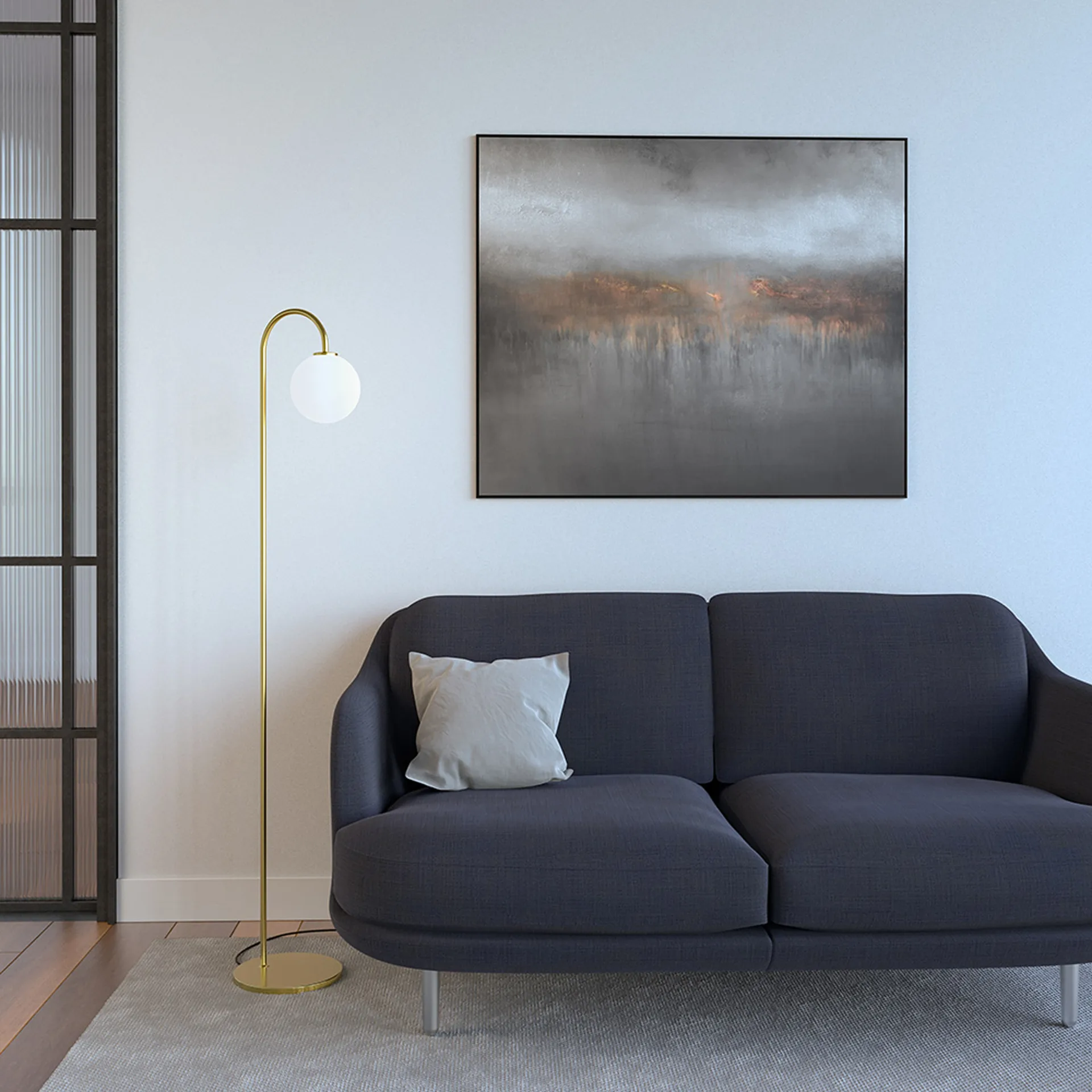 Ballon vloerlamp 137 cm, Messing Herstal