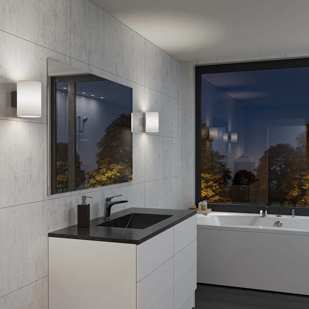 Evoke wandlamp groot, Antraciet-opaalglas Herstal