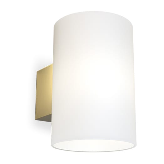 Evoke wandlamp groot - Satijn messing-wit glas - Herstal