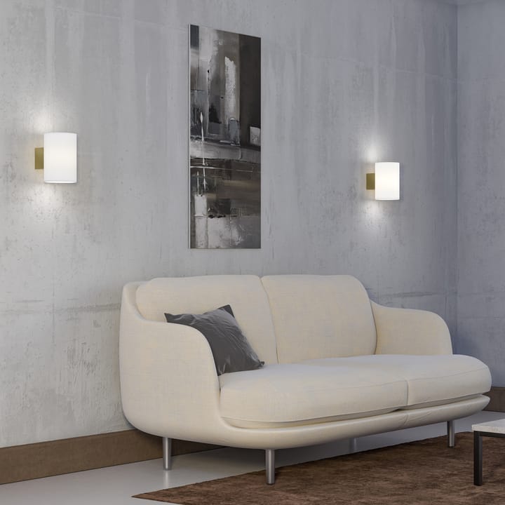 Evoke wandlamp groot, Satin messing-opaalglas Herstal