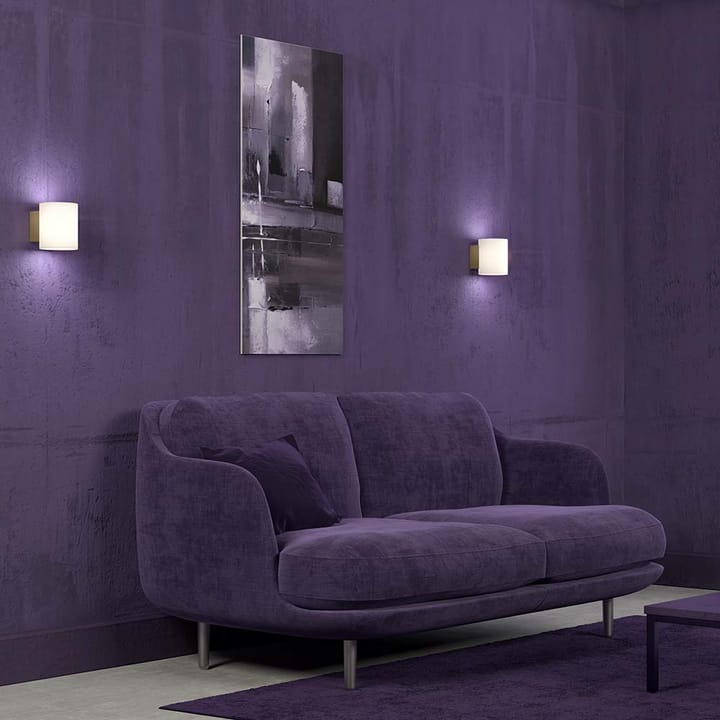 Evoke wandlamp klein, Satijn messing-wit glas Herstal