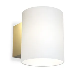 Evoke wandlamp klein - Satin messing -opaalglas - Herstal