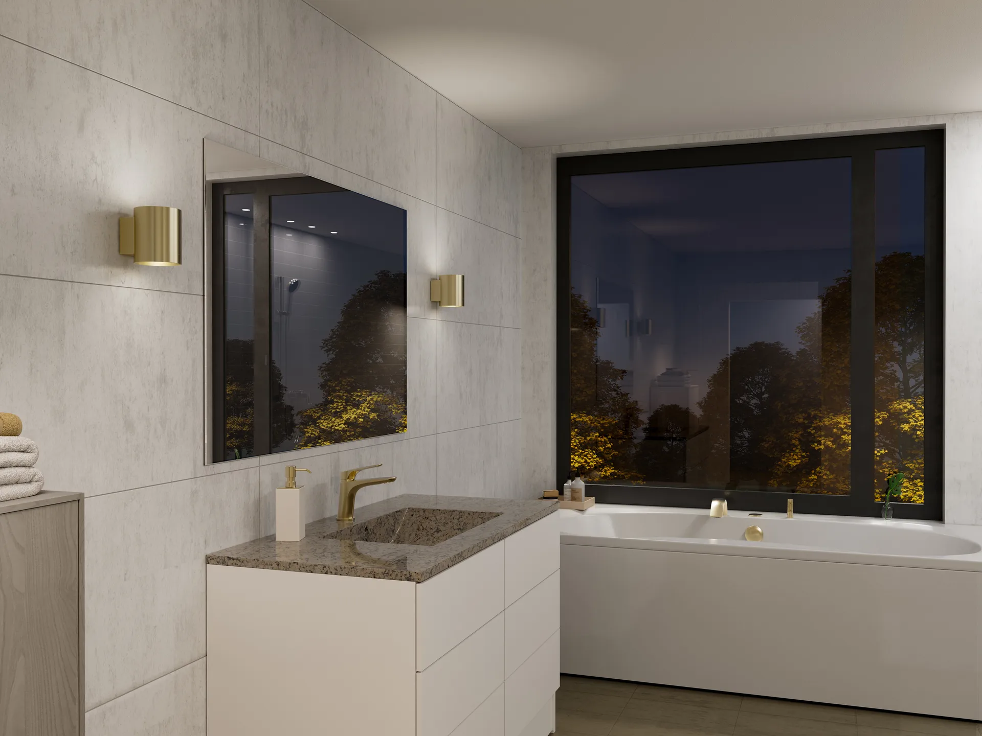 Evoke wandlamp klein, Satin messing Herstal