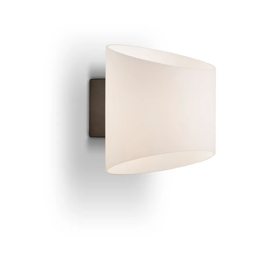 Evoke wandlamp ovaal, Antraciet-opaalglas Herstal