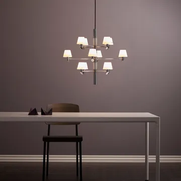 Gil kroon 12 kroonluchter - Chroom-opaalglas - Herstal