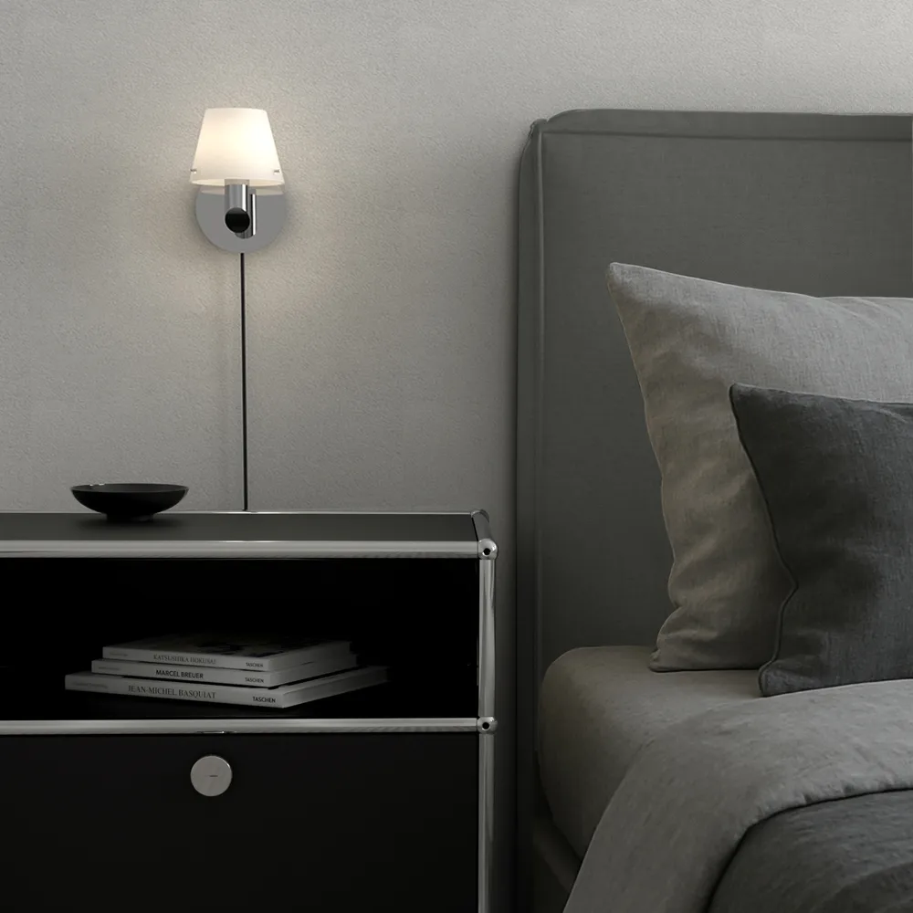 Gil wandlamp, Chroom-opaalglas Herstal