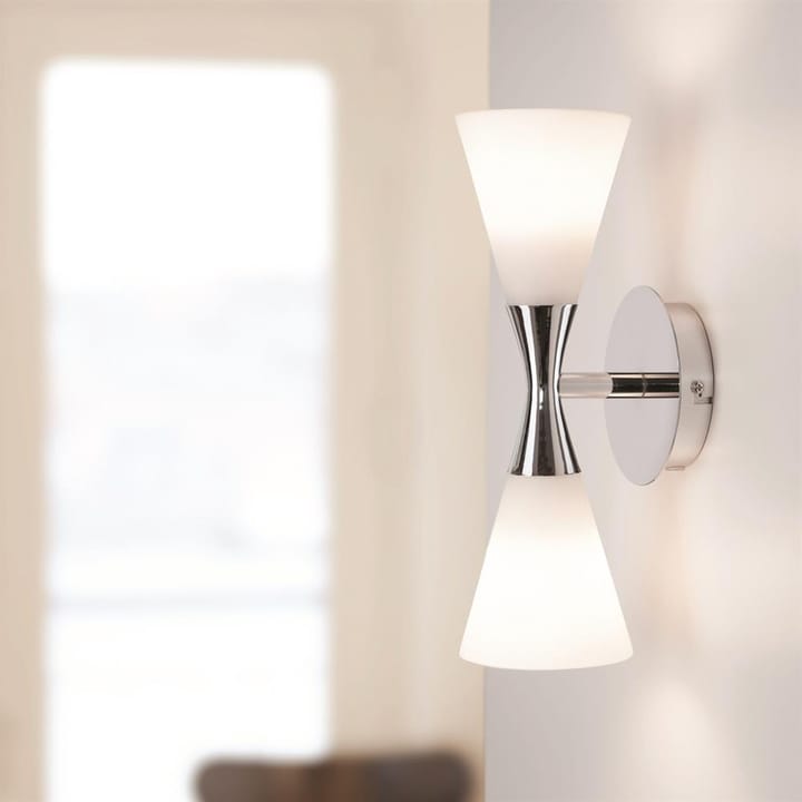 Harlekin duo wandlamp, chroom-wit Herstal