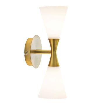 Harlekin duo wandlamp - messing-wit - Herstal