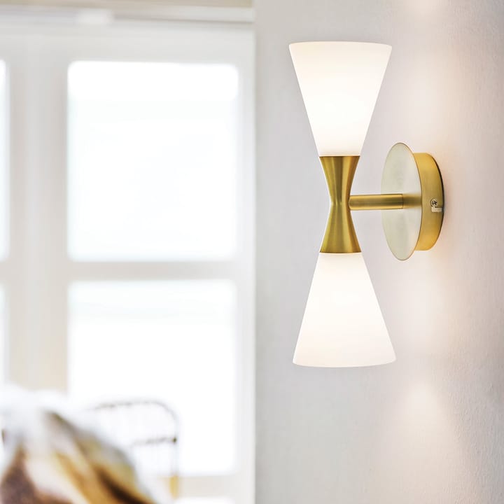 Harlekin duo wandlamp, messing-wit Herstal