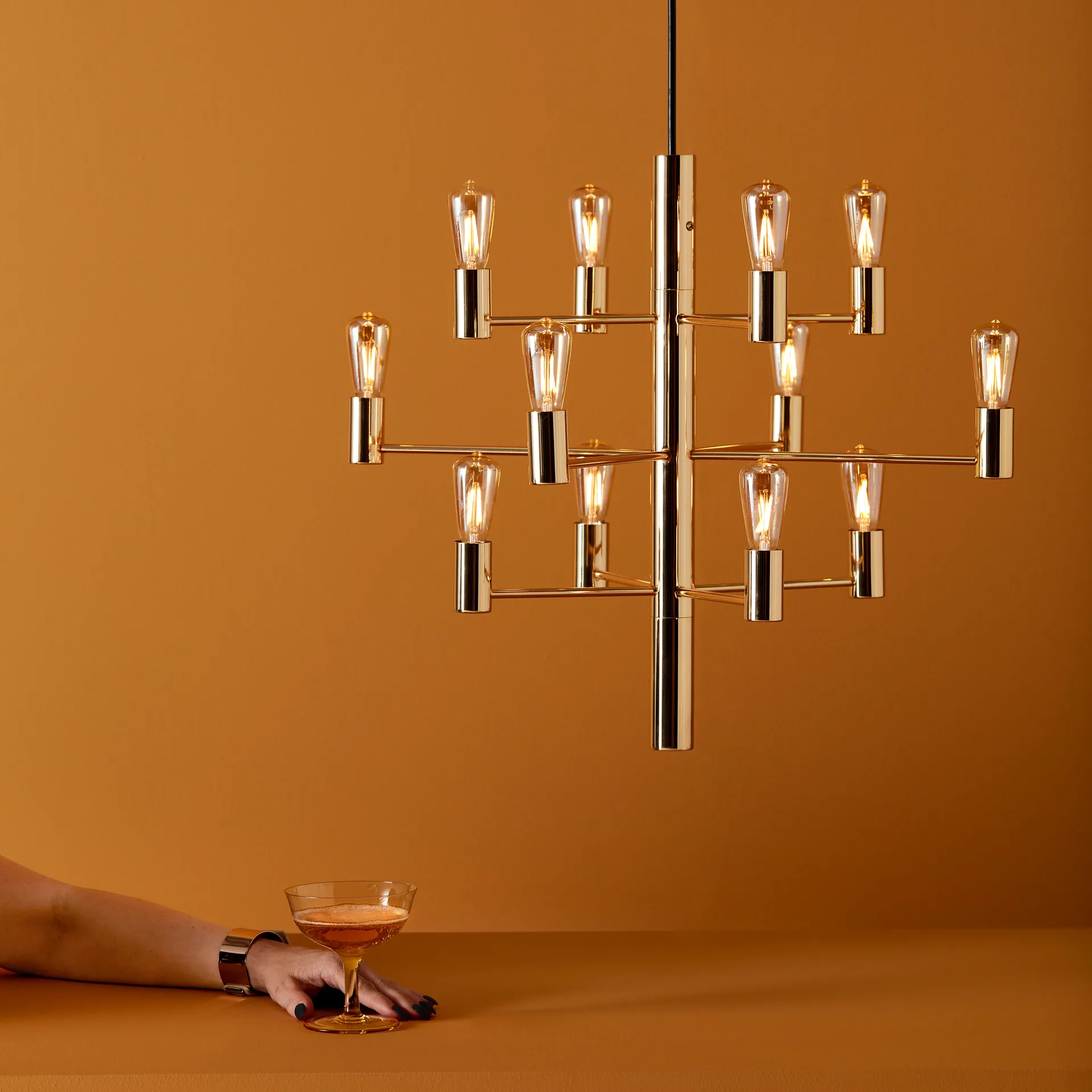 Manola 12 kroonluchter, Satin brass Herstal