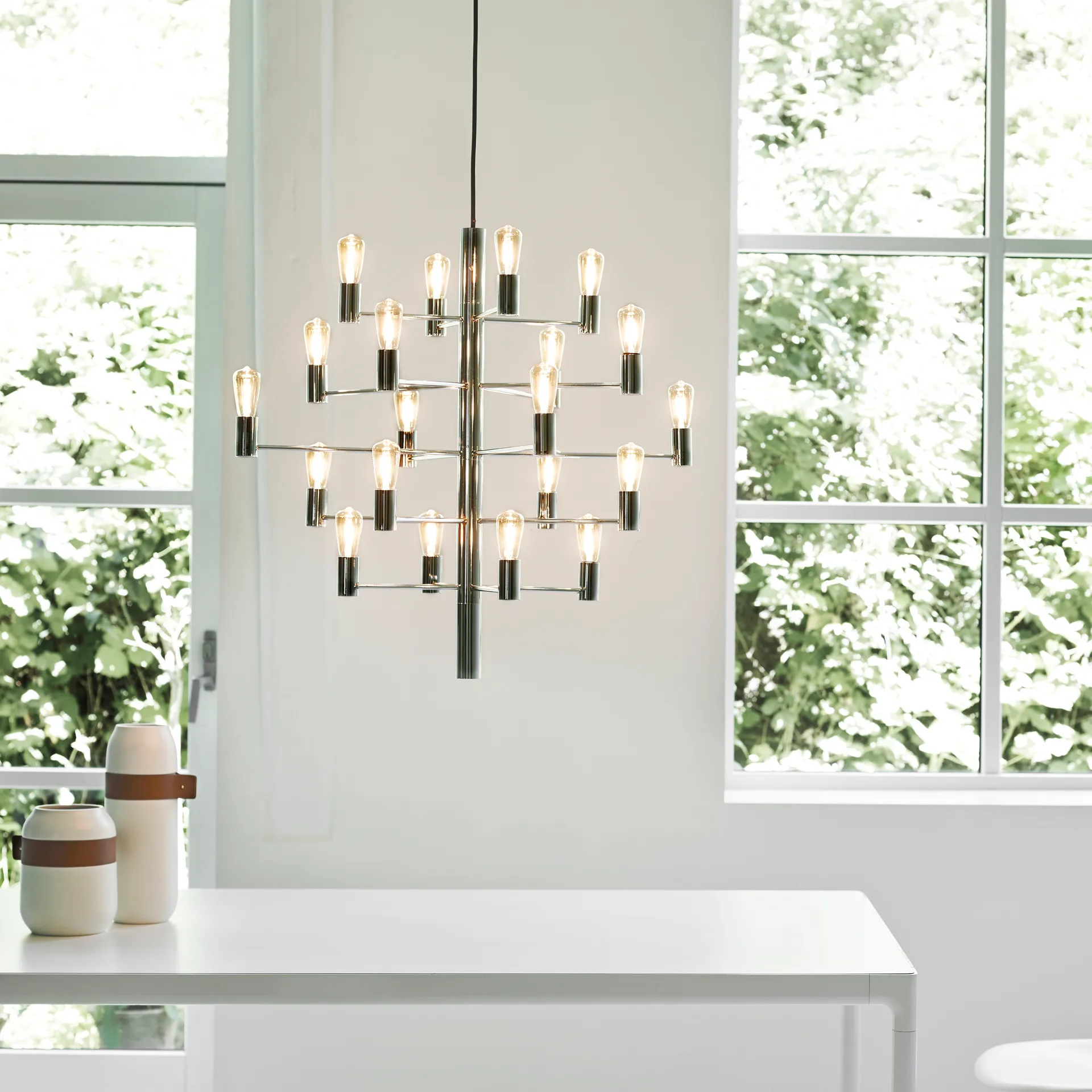 Manola 20 kroonluchter, chroom Herstal