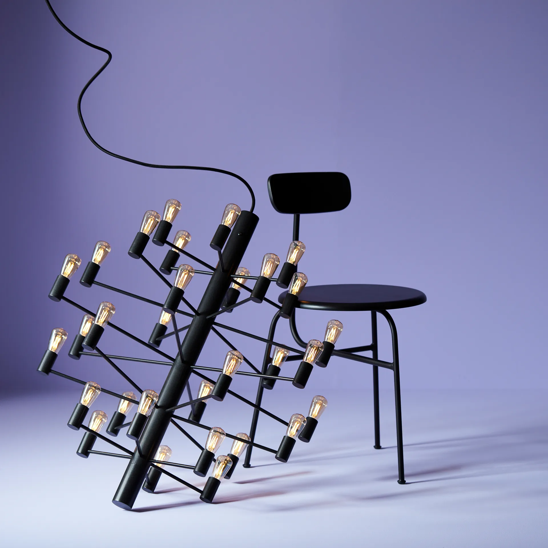 Manola 30 kroonluchter, Zwart Herstal