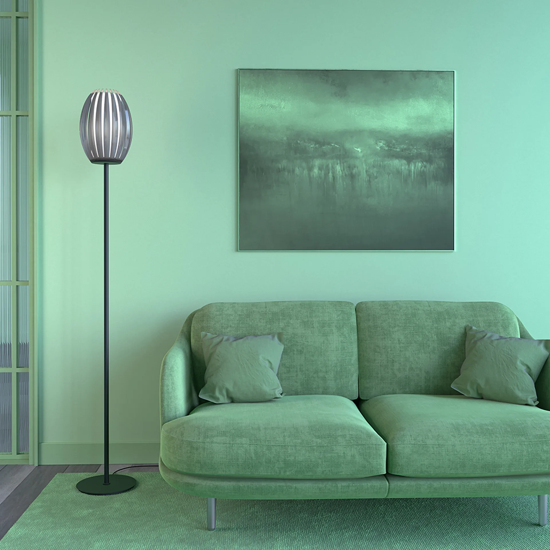 Tentacle vloerlamp 165 cm, Zwart-rookkleurig Herstal