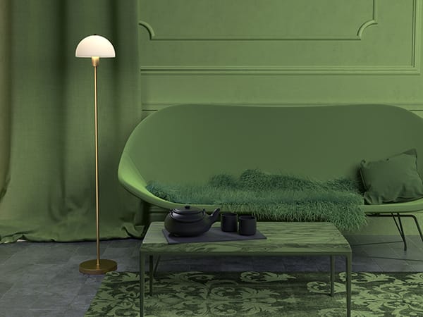Vienda vloerlamp, Messing-opaalglas Herstal