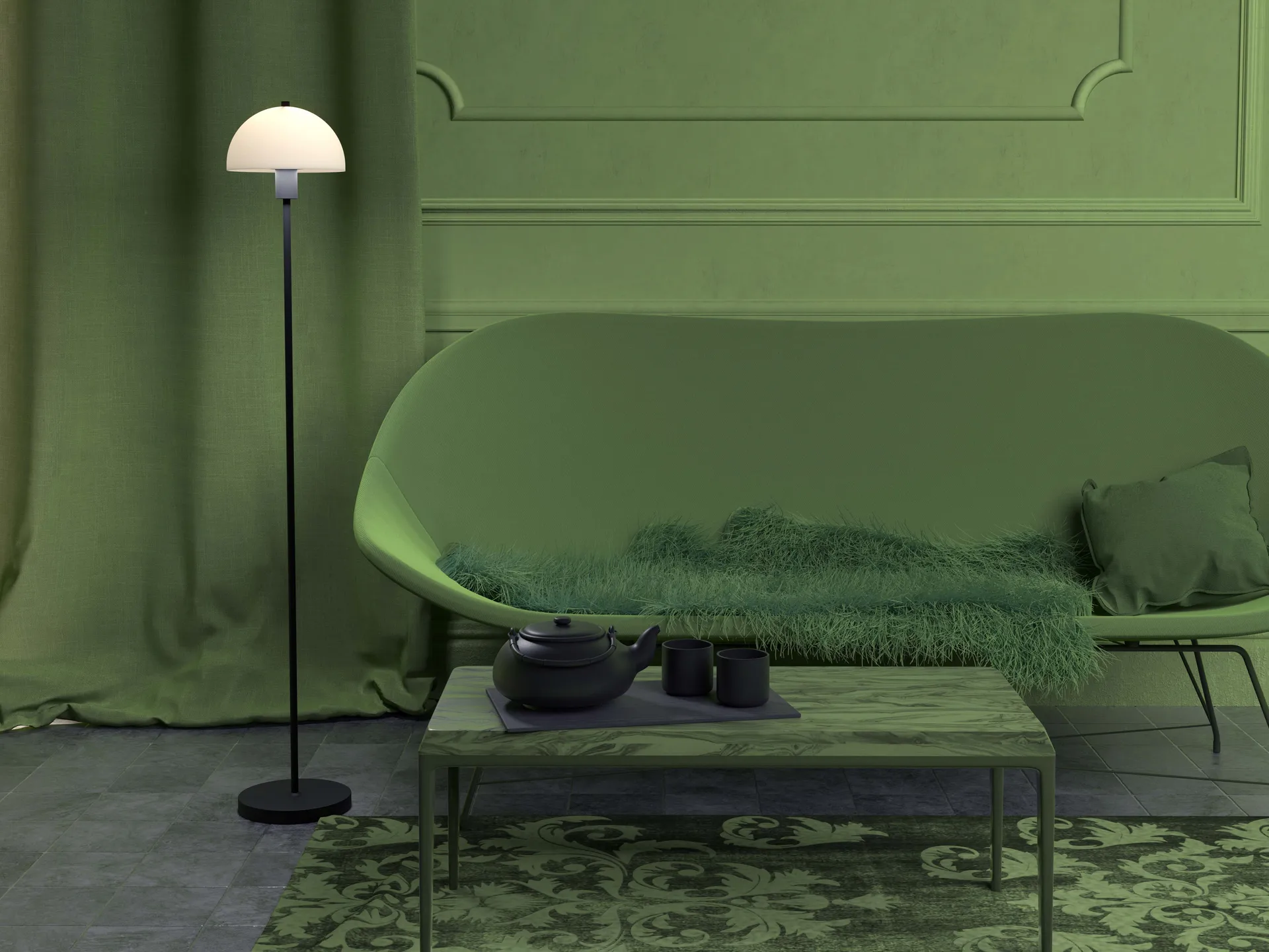 Vienda vloerlamp, Zwart-opaalglas Herstal