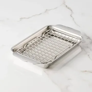 Hestan Ovenbond bakplaat met afkoelrek - Roestvrij staal, 16,8x28,8 cm - Hestan