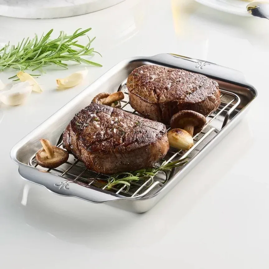 Hestan Ovenbond bakplaat met afkoelrek, Roestvrij staal, 16,8x28,8 cm Hestan