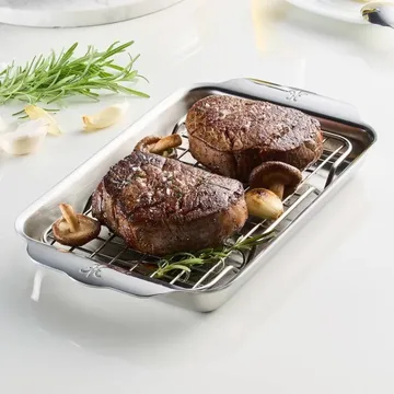 Hestan Ovenbond bakplaat met afkoelrek - Roestvrij staal, 16,8x28,8 cm - Hestan