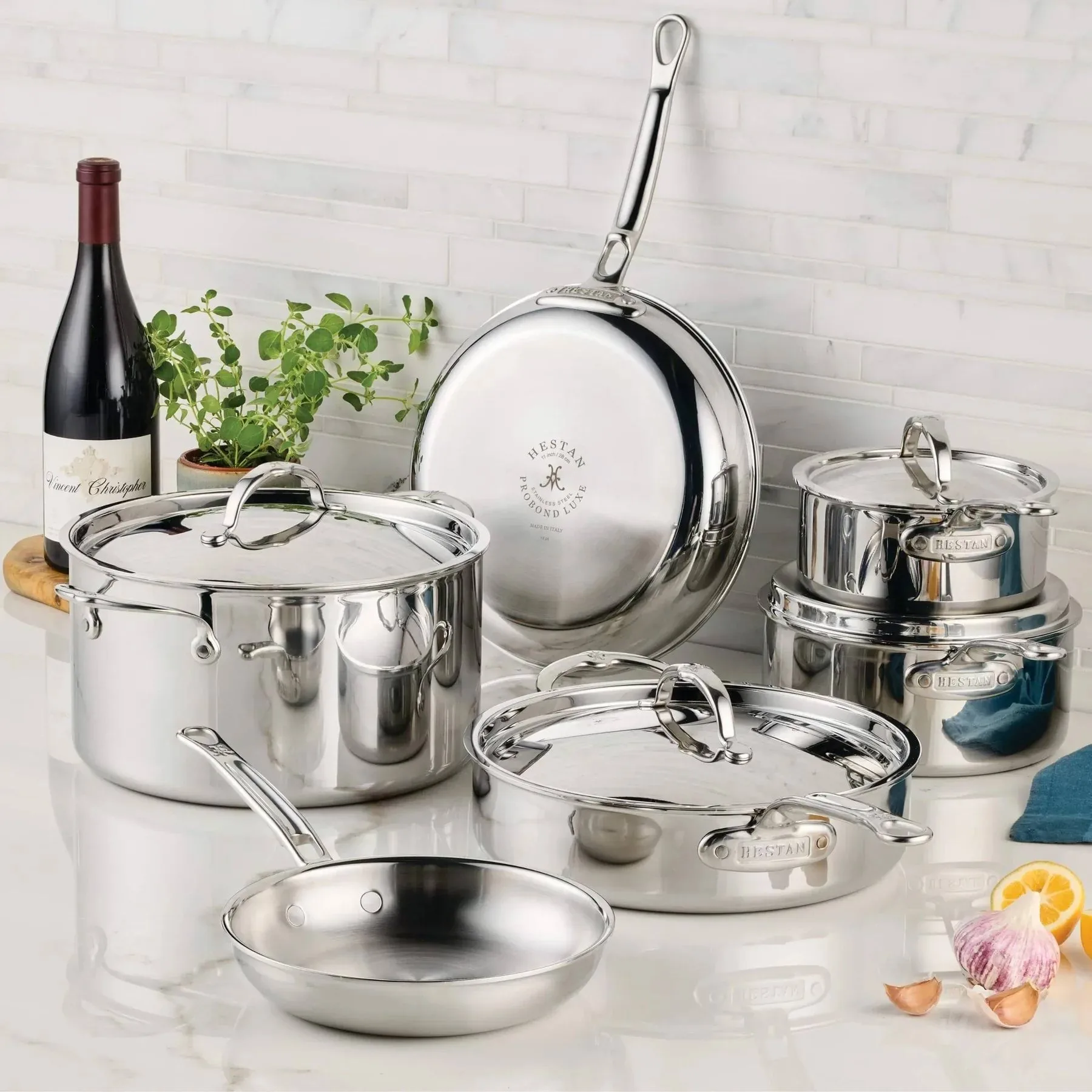 Hestan ProBond Luxe kook- en koekenpannenset, Roestvrij staal, 10-delig Hestan