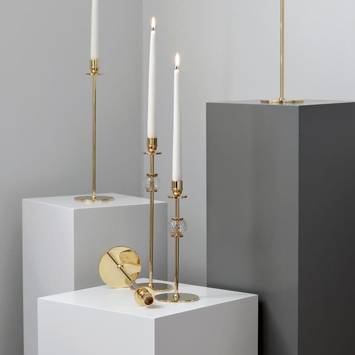 Alba kandelaar 40 cm, Massief messing en glas Hilke Collection