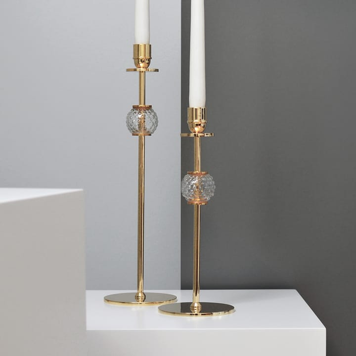 Alba kandelaar 40 cm, Massief messing en glas Hilke Collection