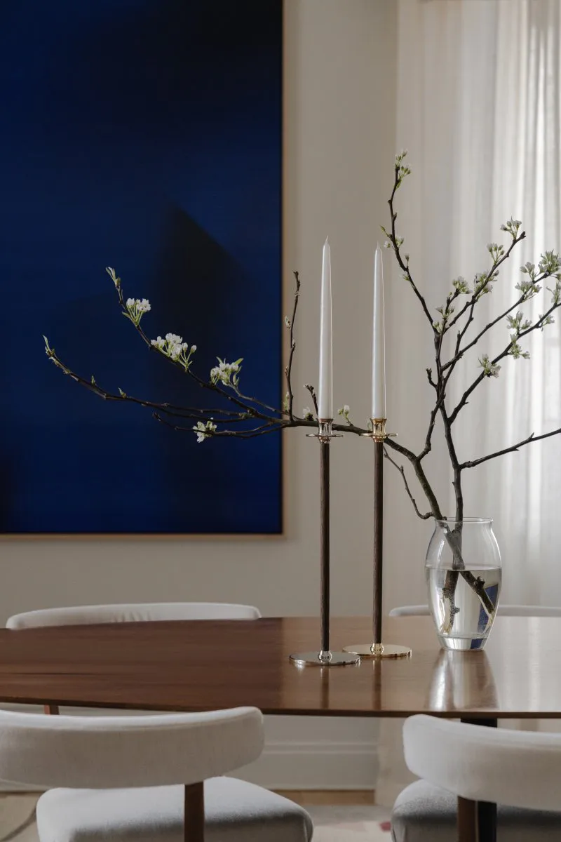 Alto Basso kandelaar, Vernikkeld messing Hilke Collection