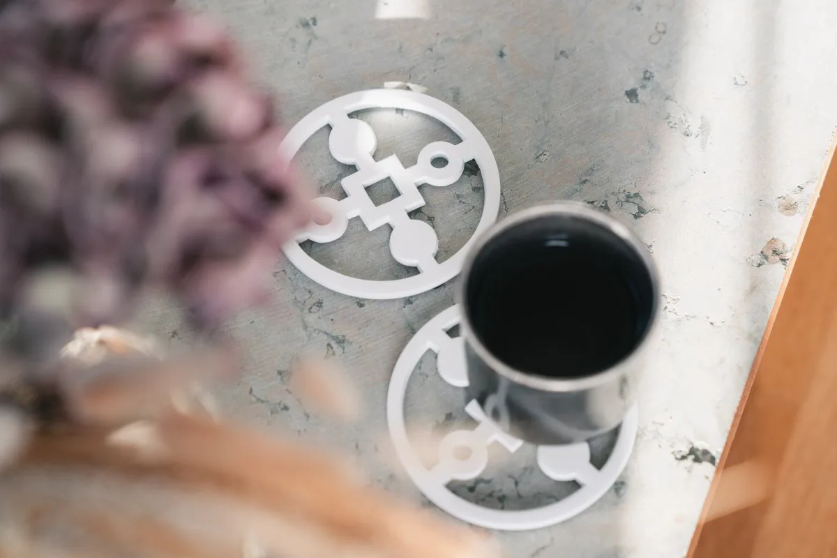 Anima Gemella glasonderzetters 4-pack, Wit Hilke Collection