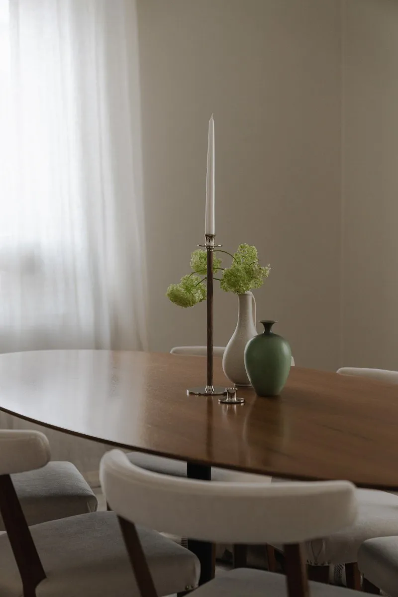 Basso lage kandelaar, Vernikkeld messing Hilke Collection