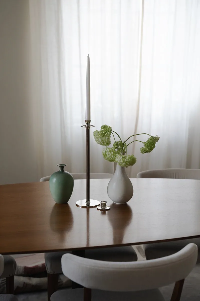 Basso lage kandelaar, Vernikkeld messing Hilke Collection