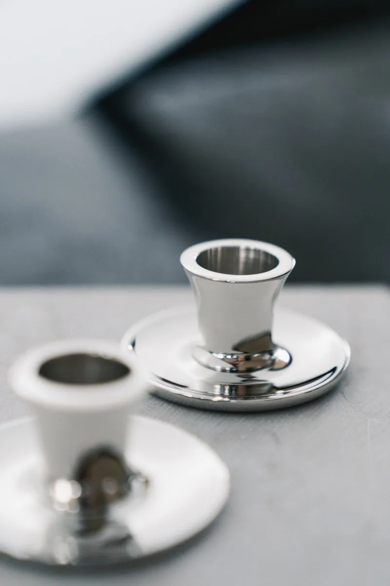 Basso lage kandelaar, Vernikkeld messing Hilke Collection