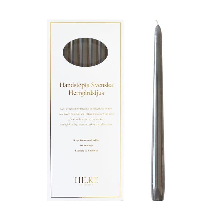 Herrgårdsljus kaarsen 30 cm 6-pack, Grijze glans Hilke Collection