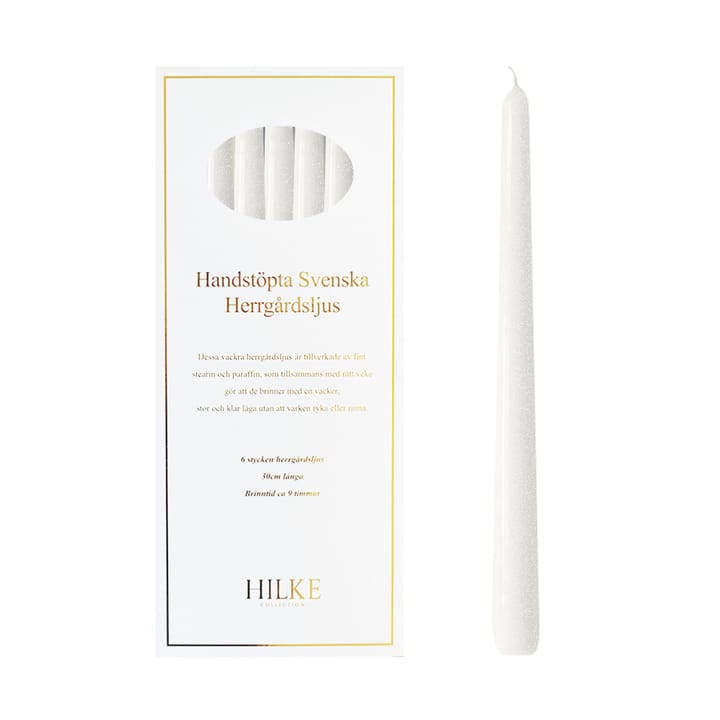 Herrgårdsljus kaarsen 30 cm 6-pack, Parelwitte glans Hilke Collection