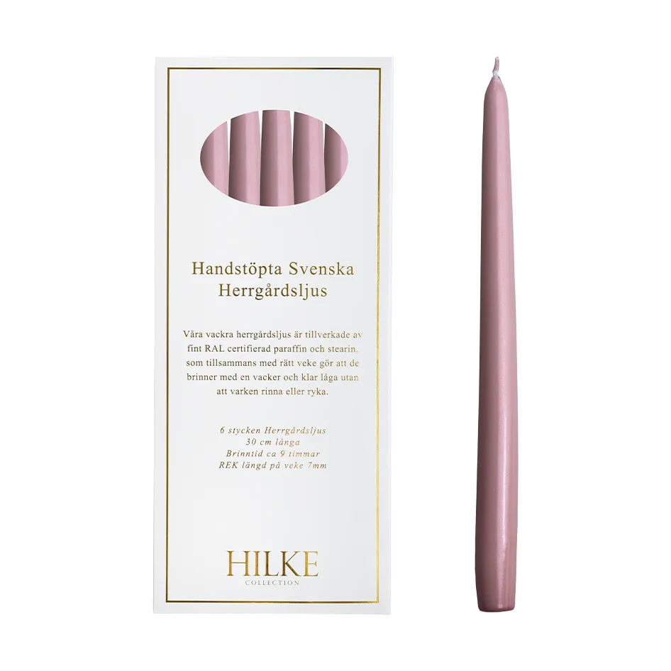 Herrgårdsljus kaarsen 30 cm 6-pack, Roze Metallic Hilke Collection
