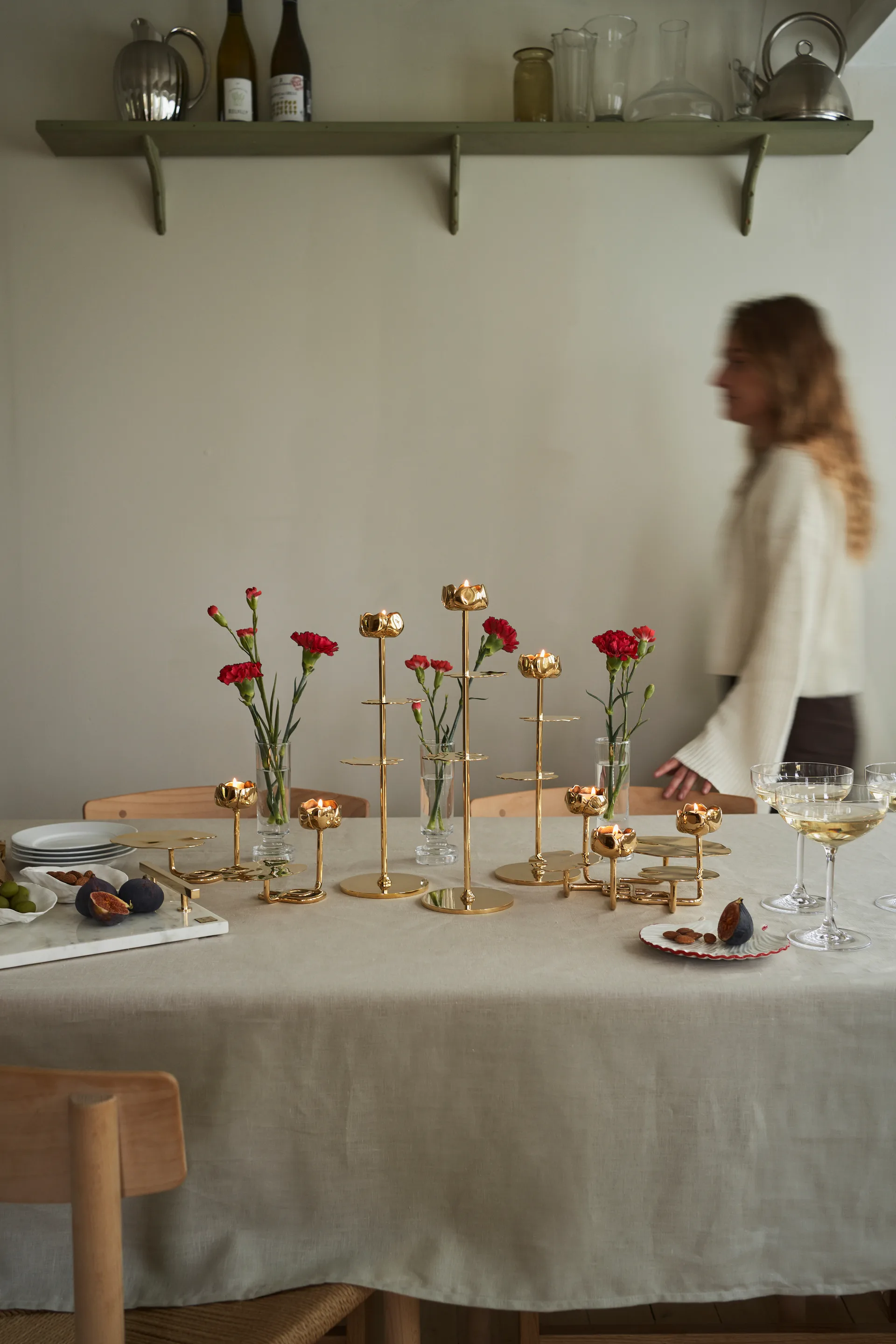 Ninfea Alta kandelaar 30 cm, Koper Hilke Collection