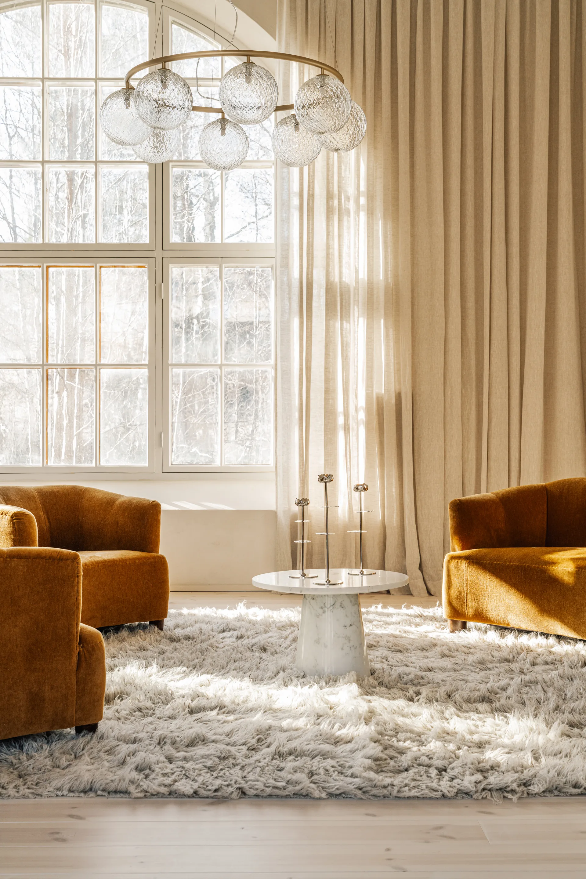 Ninfea Alta kandelaar 40 cm, Vernikkeld messing Hilke Collection