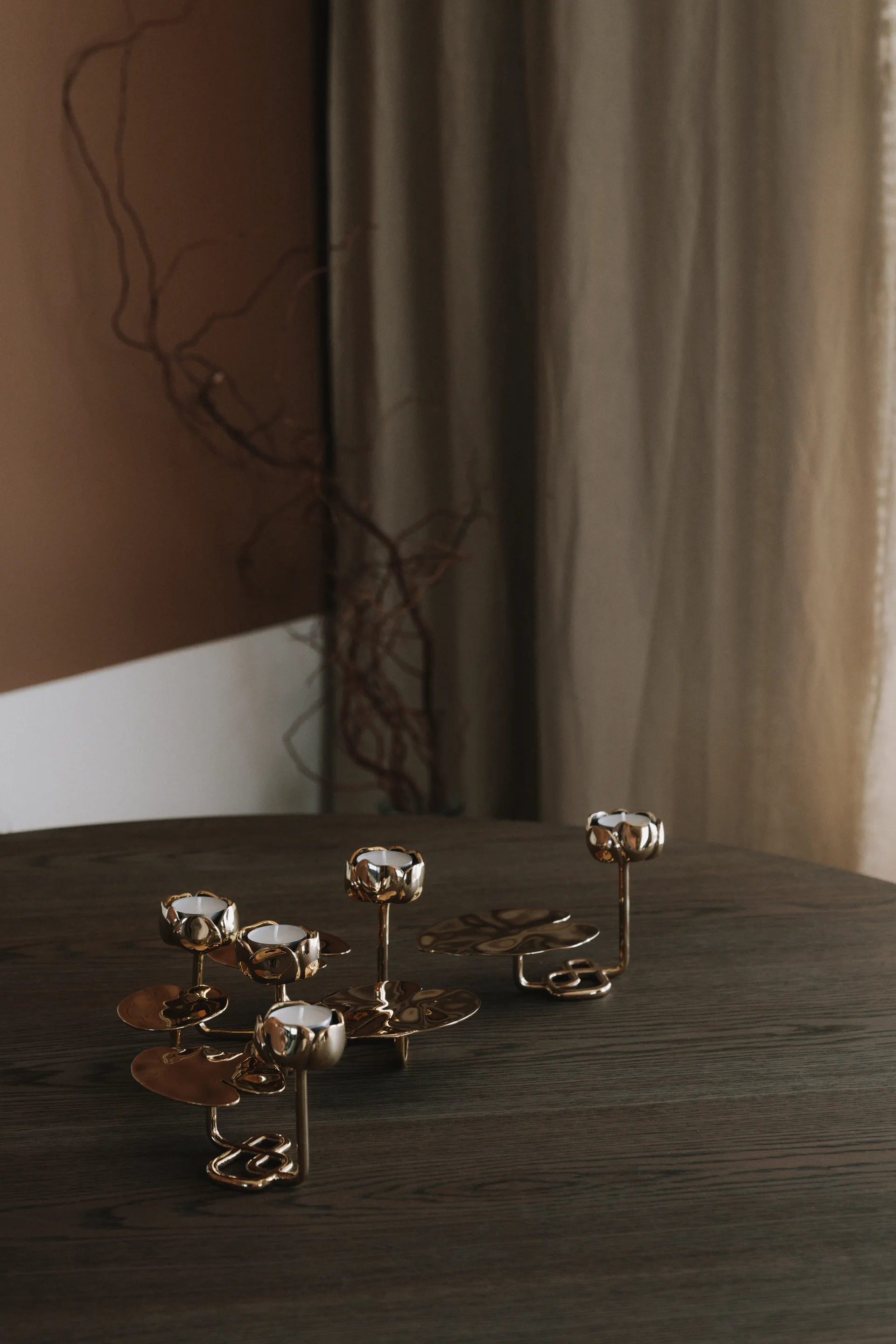 Ninfea grande kandelaar, Koper Hilke Collection