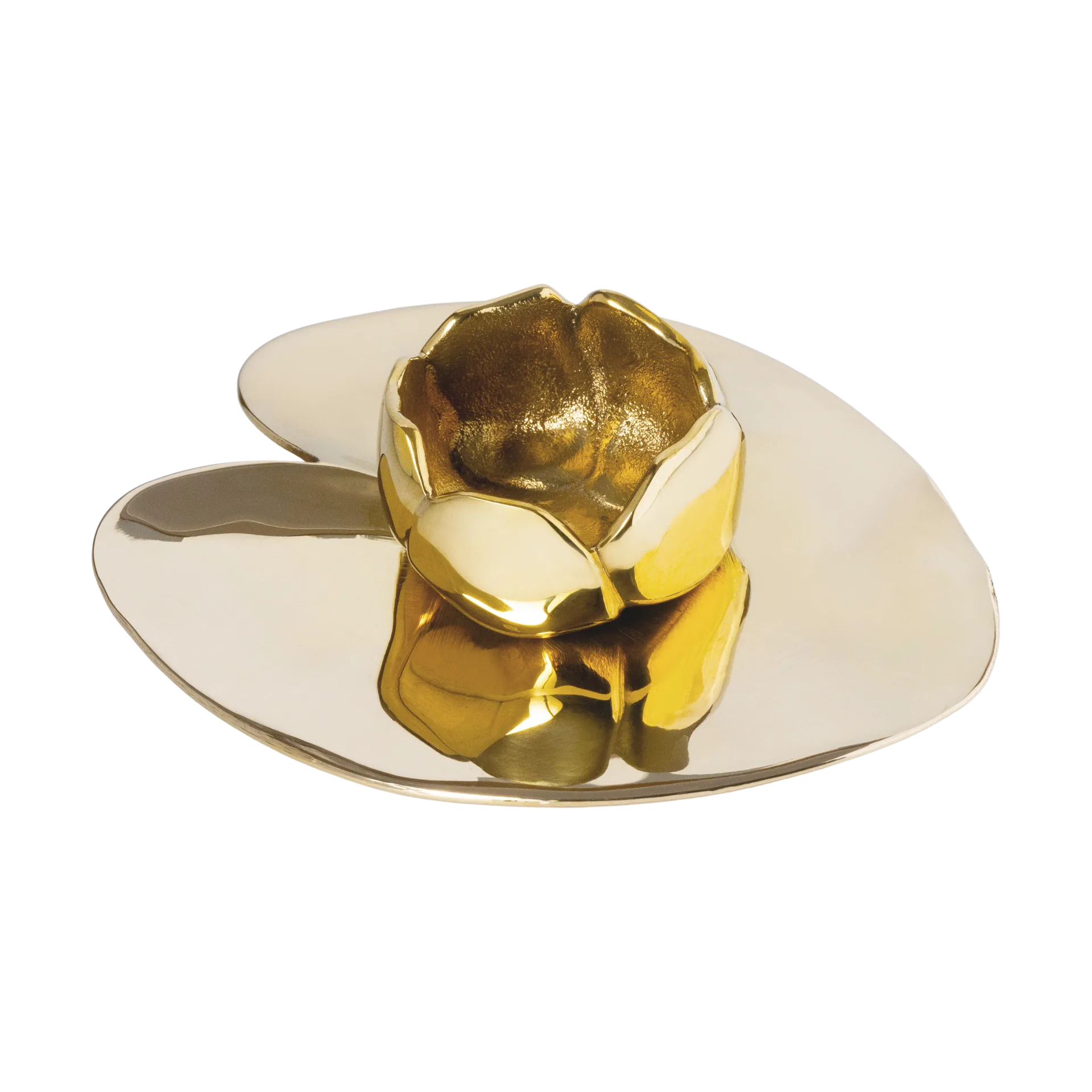 Ninfea piccola kandelaar, Vernikkeld messing Hilke Collection