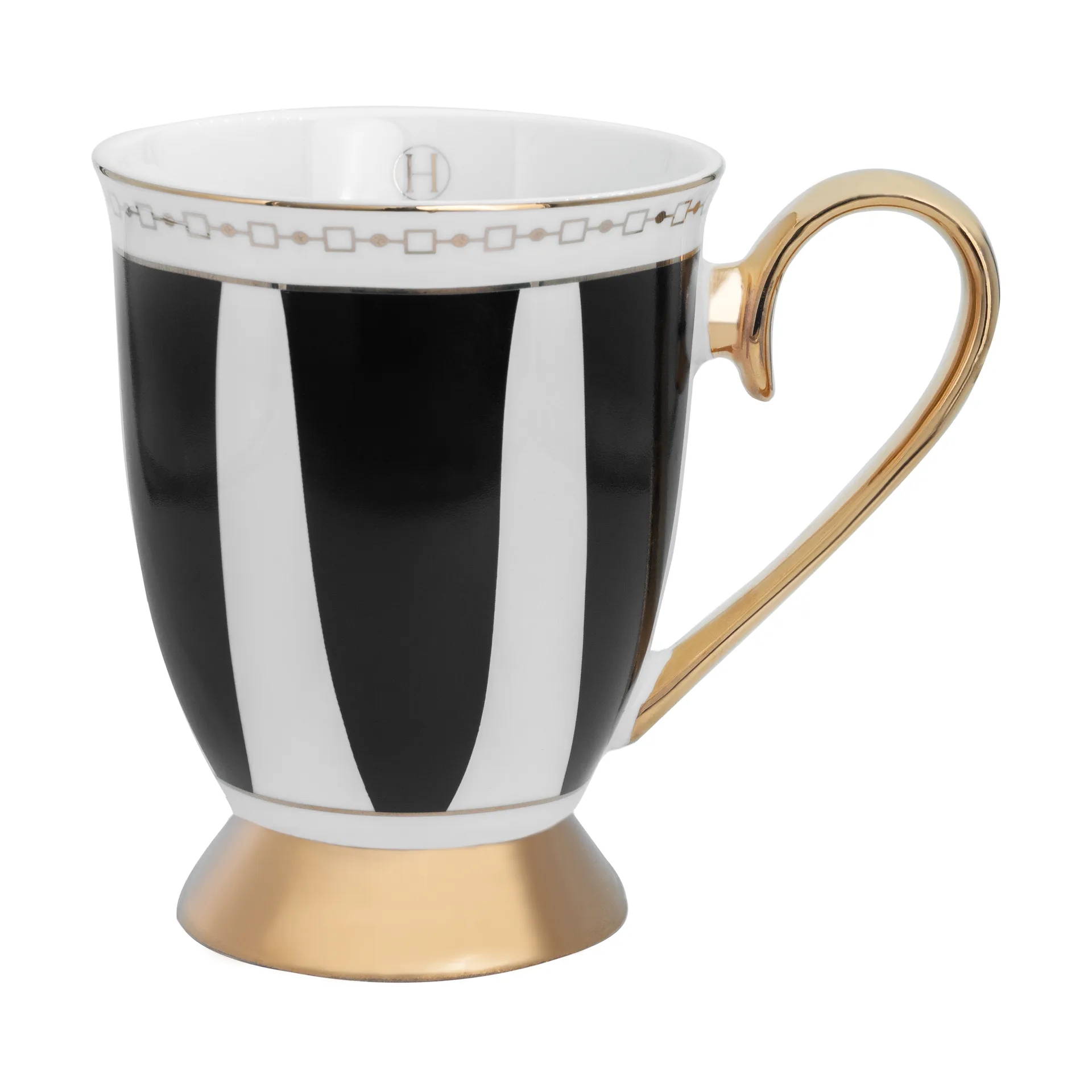 Strisce Nero mok 28 cl, Zwart-wit-goud Hilke Collection