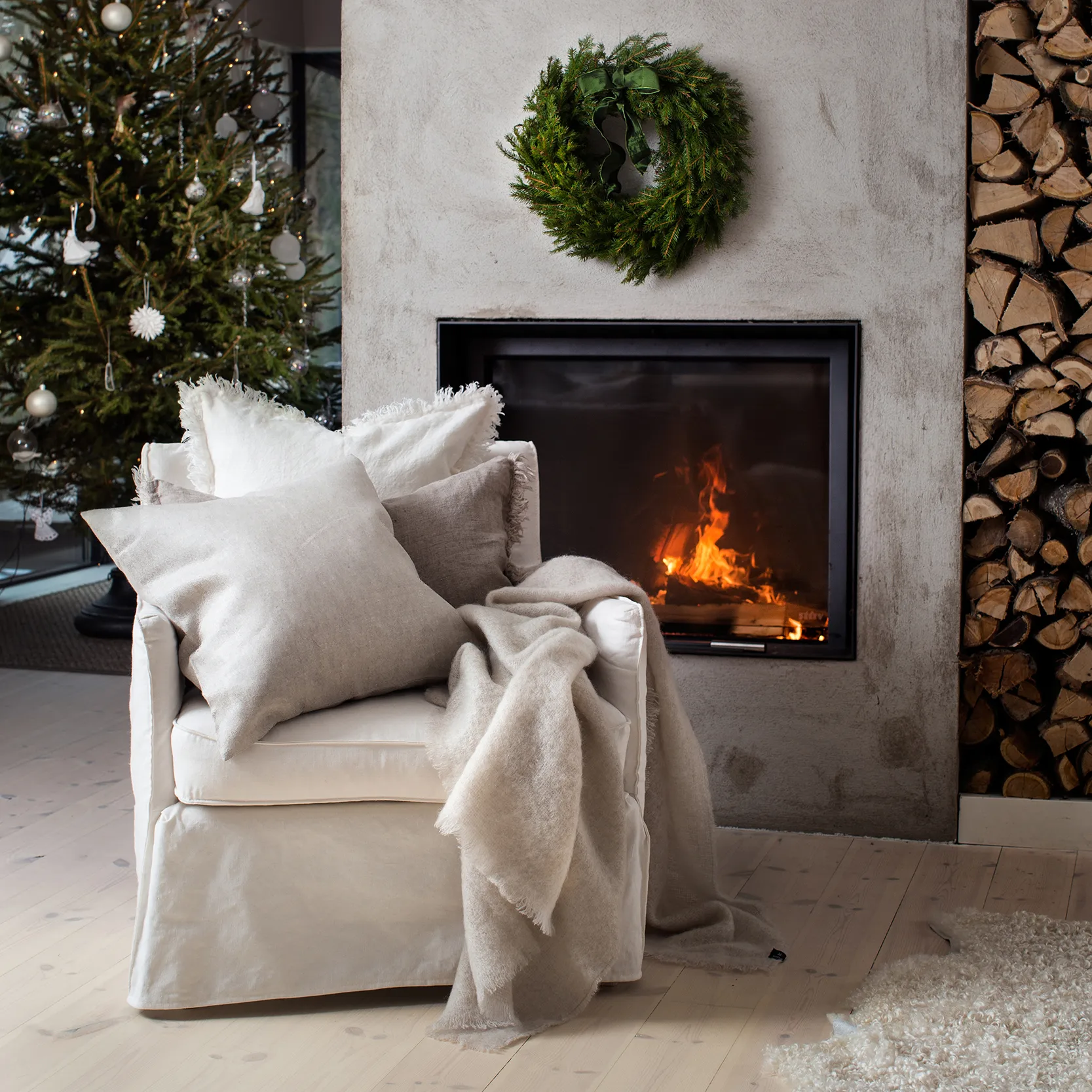 Merlin kussenhoes 50x50 cm, Off-white (wit) Himla