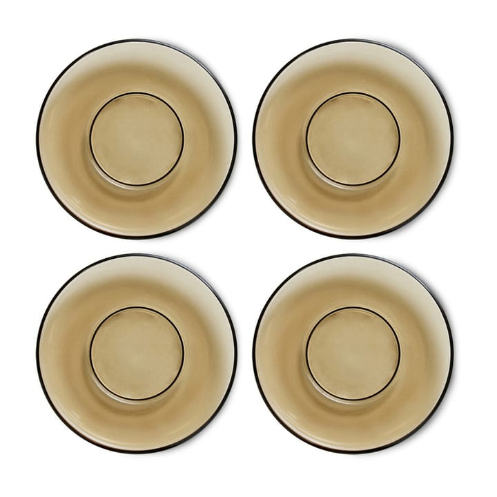 70's glassware koffieschotel Ø10,6 cm 4-pack - Mud brown - HK Living