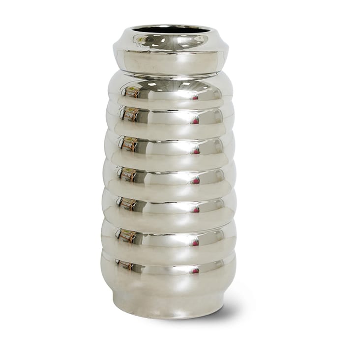 Ceramic ribble vaas 28,9 cm - Chrome - HK Living
