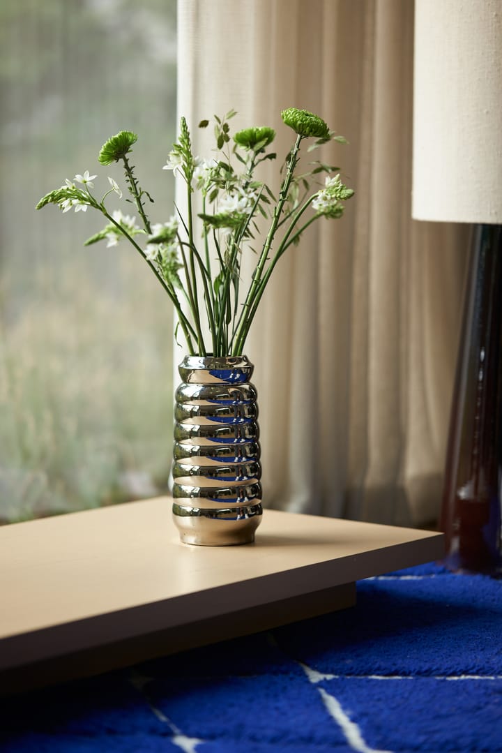 Ceramic ribble vaas 28,9 cm - Chrome - HK Living