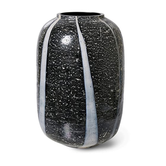 HKliving glazen vaas monochrome Ø17 cm - Black-white - HK Living